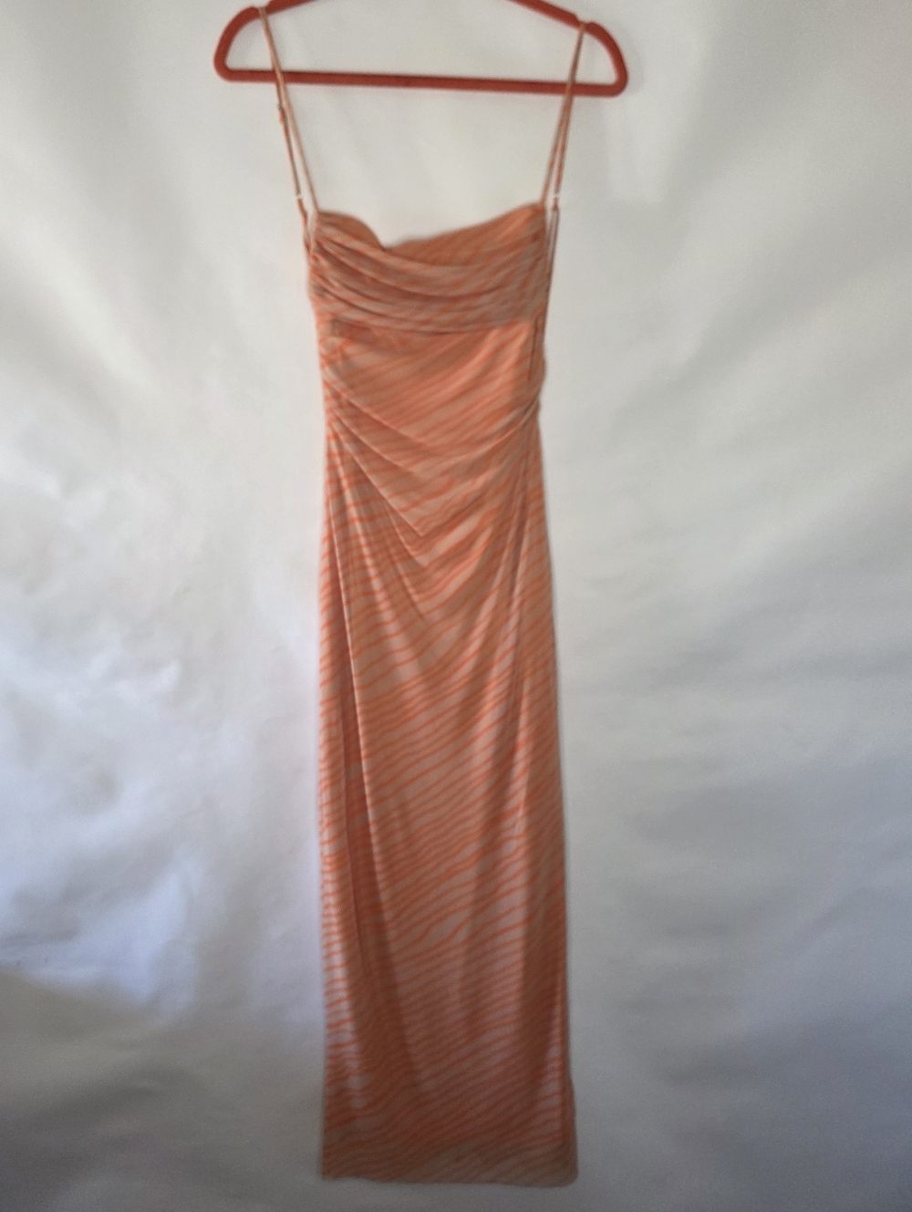Zara Tulle Mesh Open Back Maxi Dress Size S Spaghetti Strap Stretch Party Y2K - Picture 15 of 15